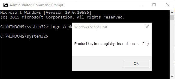 uninstall windows product key cmd